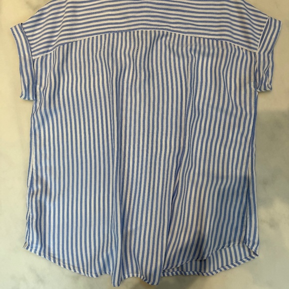 Women’s Sleeveless Blouse, Roll cuffs, Blue & White Stripes Size M - Picture 5 of 5